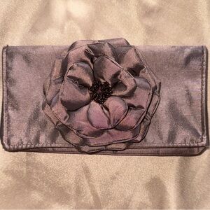 Mad by Design Brown Spun Silk 3D Bead Flower Clutch Wallet Chocolate Iridescent